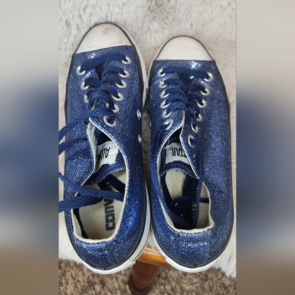 Sparkly Blue Converse Sneakers Mens Size 5 Womens Size 6 - Picture 4 of 5